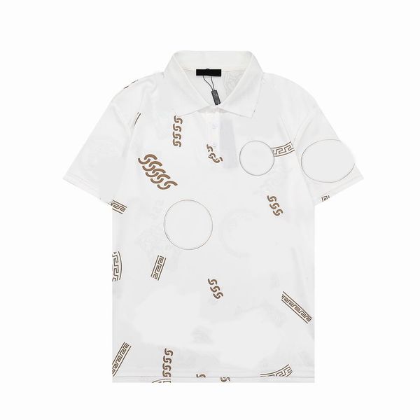 

designer men's polo shirt black and white luxury short sleeve 100% cotton classic embroidered letters business leisure lapel fashion sl, White;black