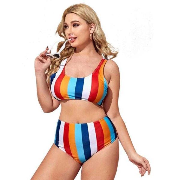 

bikini striped printed swimsuit womens plus sized size, White;black