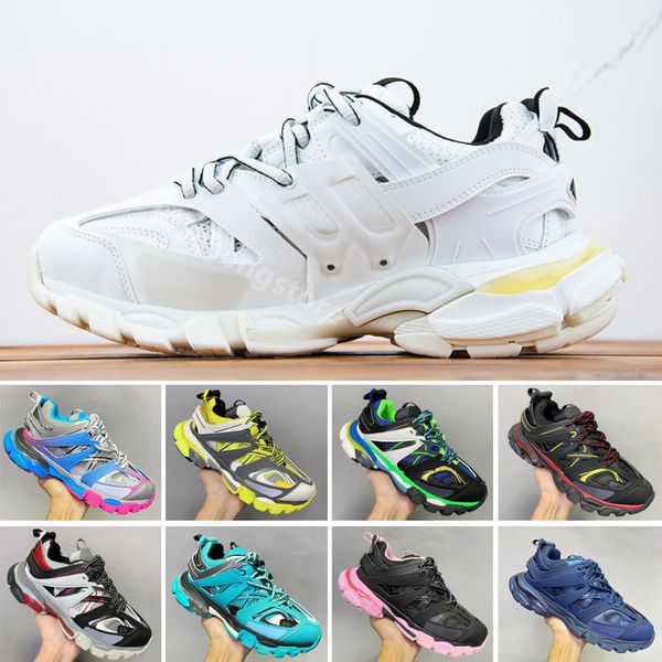 

luxury designer track and field 3.0 sneakers man platform casual shoes white black net nylon printed leather sports shoes triple s belts wit, White;red