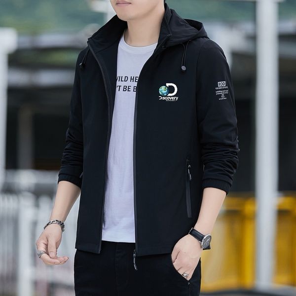 

men's jackets discovery spring and autumn camping outdoor printed hooded windbreaker riding fishing 230213, Black;brown