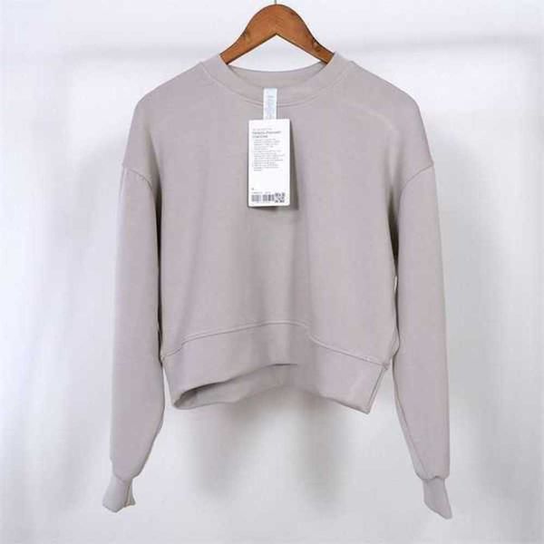 

sweatshirts hoodie loose long sleeve crop fitness workout high elasticity crew neck gym running0t650t65, Black