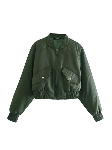 

women's jackets yenkye autumn women army green bomber jacket vintage long sleeve zipper female short outerwear chic 230214, Black;brown
