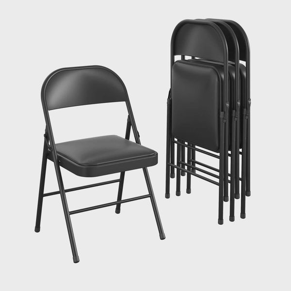 

vinyl folding chair (4 pack), simple elegance black