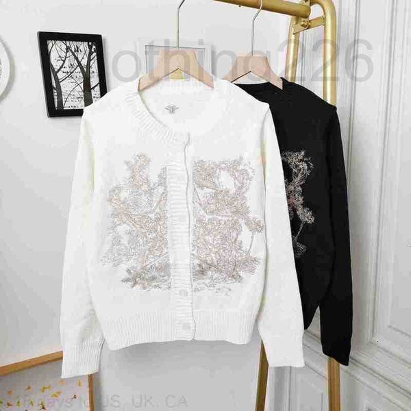 

designer 1012 2022 autumn sweaters women's cardigan black white crew neck long sleeve brand same style ruibing, White;black