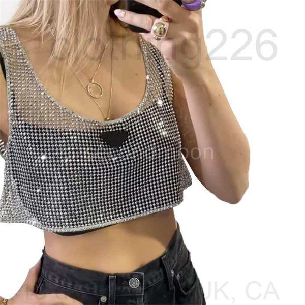 

designer shiny rhinestone womens t shirts hollow out vest fashion designer party shirt comfortable, White