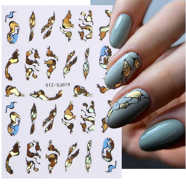 

stickers decals geometric lines nails laser gold bronzing slider design abstract fun spring and winter nail foils decoration lastzsj019 2302, Black