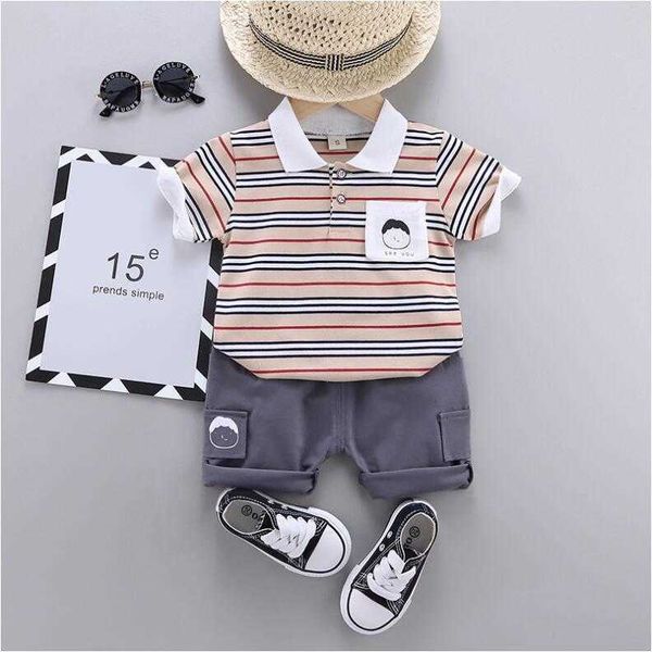 

s boy's y summer children's set pure cotton stripe polo shirts piece clothes baby toddler clothing for boy, White