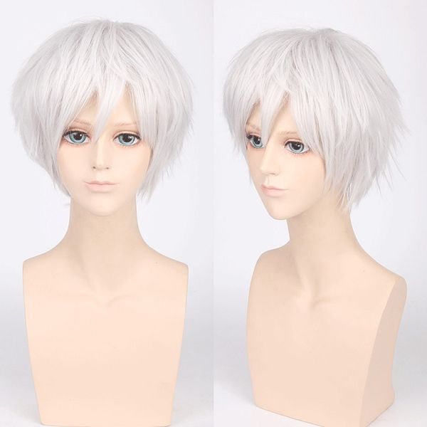 

european american cos men wigs universal cosplay animation color harajuku wind anti-warping short hair, Black