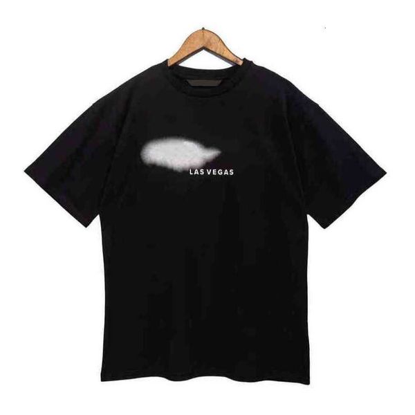 

designer men's t shirts tshirt palm palmangel spray painted alphabet printed round neck short sleeve loose casual mens and women's, White;black