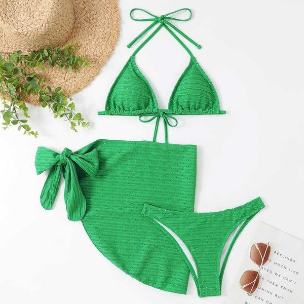 

bikini three piece swimsuit womens pure polyester color match sets, White;black