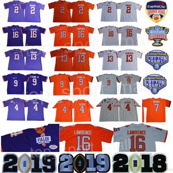 

college football clemson tigers jersey trevor lawrence kelly bryant austin deshaun watson travis etienne jr renfrow sugar cotton bowl orange, Black