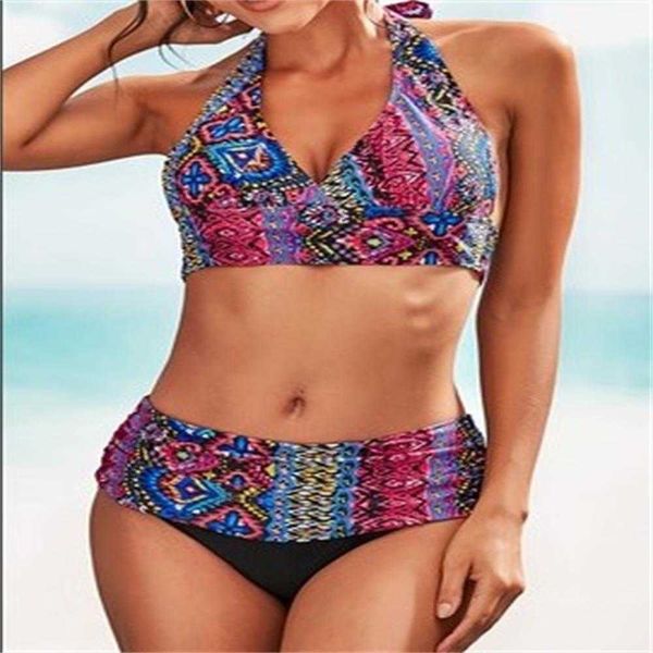 

bikini high waist digital printing swimsuit womens swimwear split, White;black