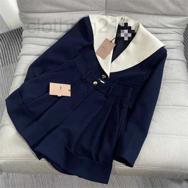 

two piece dress designer 2022aw new cabinet synchronous navy collar short suit xkaw, White