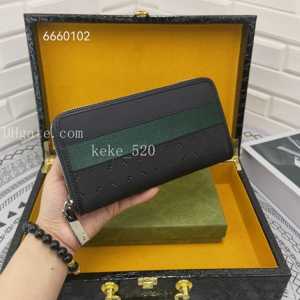 

classic luxury designer long wallet men's women's leather pvc business credit card holder men's purse brown 6660105, Red;black