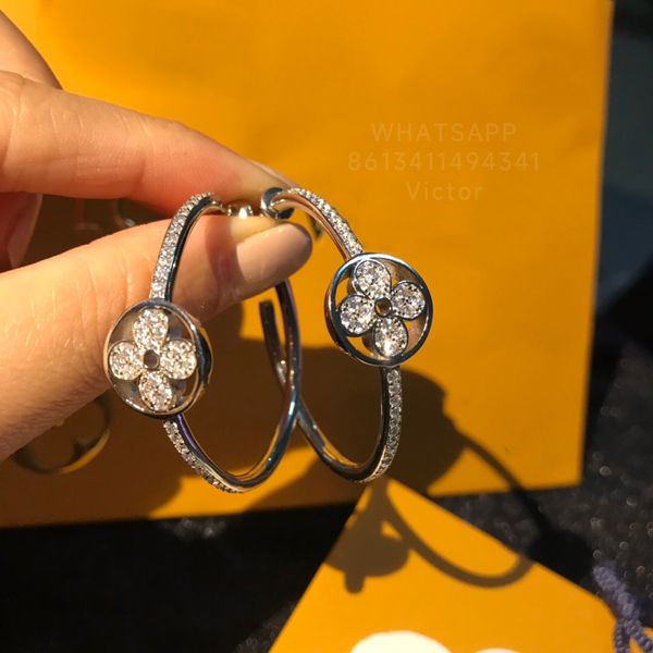

lw designer diamond earrings for woman platinum plated natural crystal 14k t0p quality diamond official reproductions brand designer gift fo, White