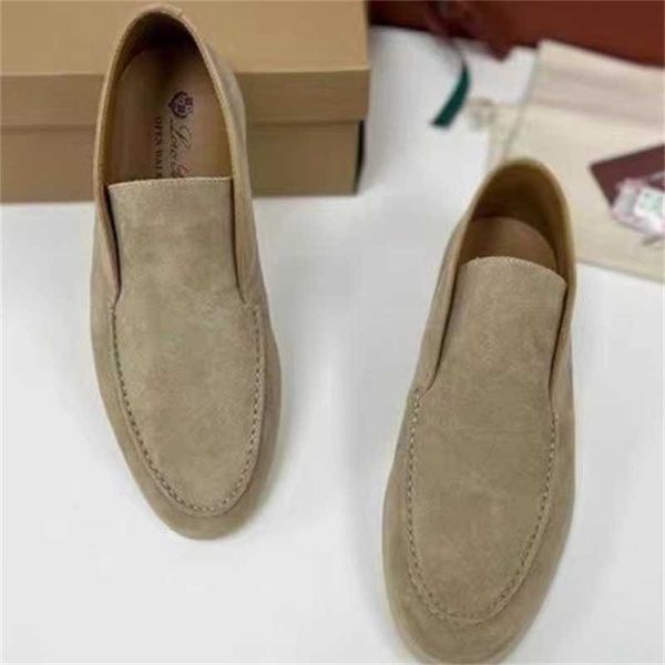 

italy designer loropiana shoes new sheep reverse fleece lefu shoes for men slip on flat comfortable single shoes casual shoes lazy shoes, Black;white