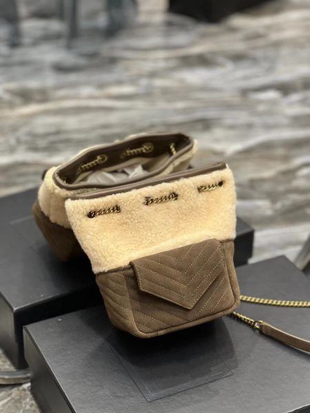 

crossbody bag one shoulder bag mini bucket bag italian grinder lamb fur vintage chain large capacity purse