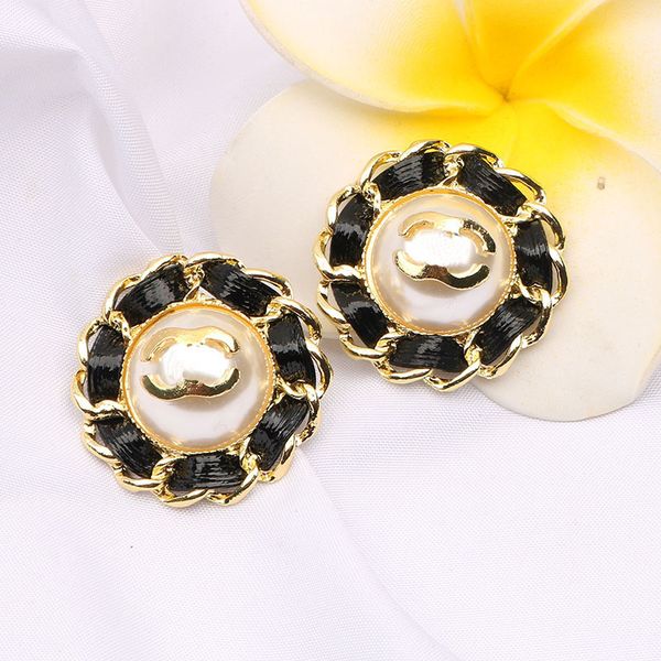 

fashion earrings 18k gold plated 925 silver plated earring ear stud crystal pearl party women designer brand double letters wedding statemen, Golden;silver