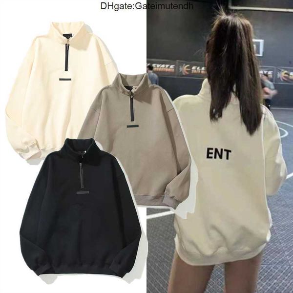 

men's hoodies sweatshirts ess designer warm essentials hoody men pullover reflective letter printing fleece oversized hoodie fashion hi, Black