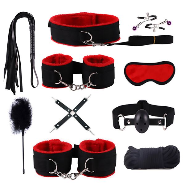 

set toys for women couples bondage gear handcuffs basm set sexules toys for adults 18 exotic accessories nipple cla, Black;white