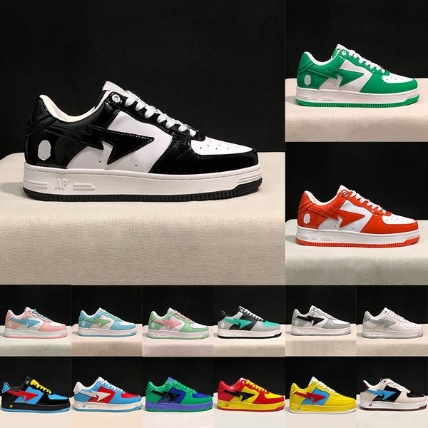 

designer apes sta low casual shoes white black patent leather comics yellow blue red bordeaux grey beige suede abc camo green men women shoe