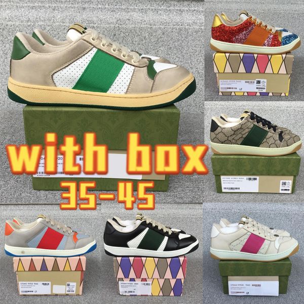 

with box designer sneakers ggity shoes screener leather casual red green webbing sneakers platform casual shoes distressed fashion nmt