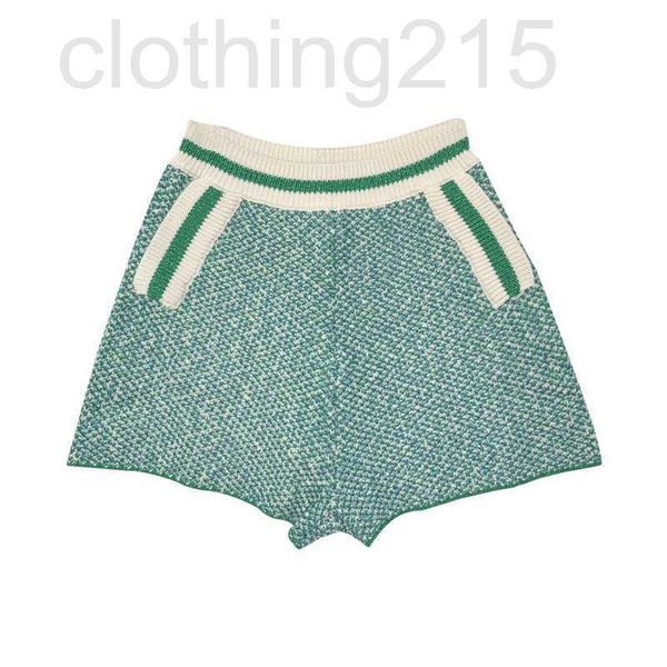 

women's shorts designer green bright silk wide leg pants elastic waist contrast knitted shorts high casual women mfpsh00193 7wl2, White;black