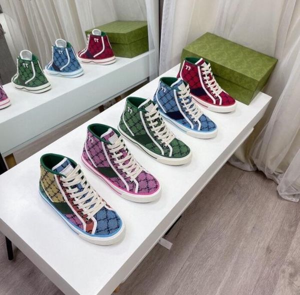 

with box designer sneakers ggity shoes 2021 designers tennis 1977 sneaker canvas luxurys shoe beige blue washed jacquard denim women shoe jc, Black