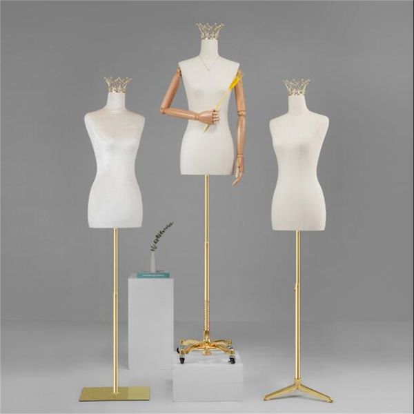 

2023 full female cltoh sewing art mannequin crown head body wedding shop cheongsam show dress model women can adjustable rack e150, Khaki