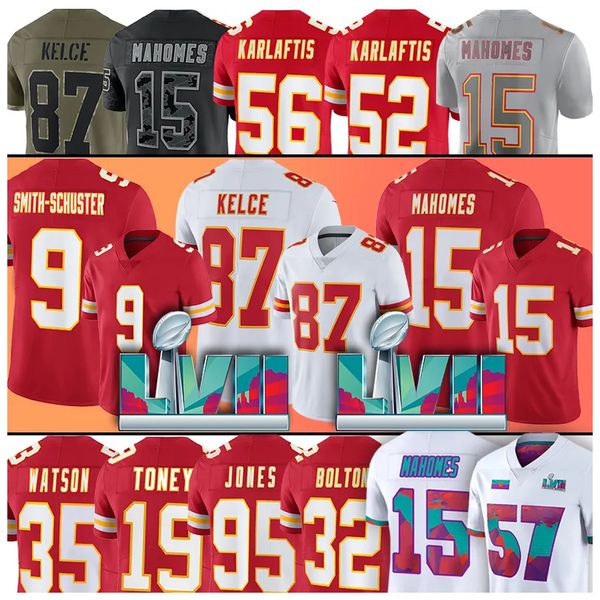 

patrick mahomes kansaes city super football jerseys bowl lvii chiefes juju smith-schuster jaylen watson travis kelce chris jones nick bolton, Black;red