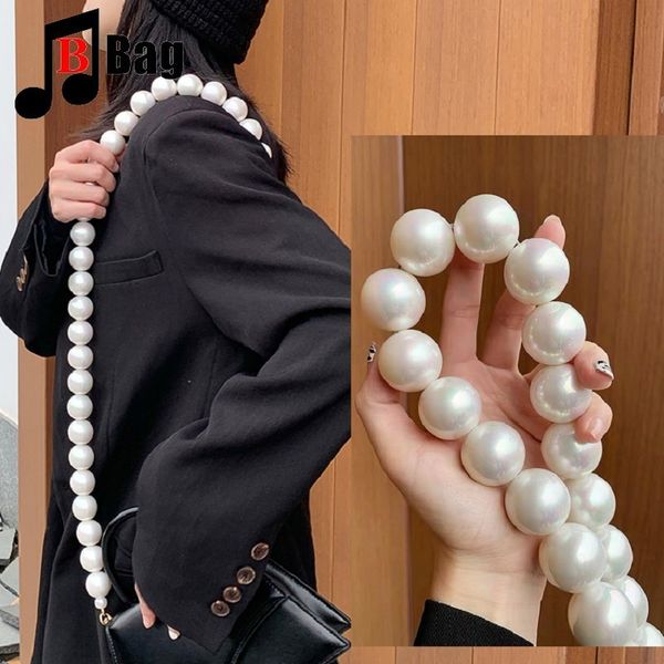 

bag parts accessories 25mm pearl bag strap beaded design bag handle belt women handbag handles replacement handbags strap accessories phone, Black