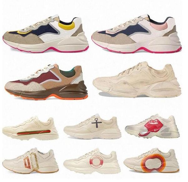 

with box designer sneakers ggity shoes luxurys designers shoes rhyton sneakers beige men trainers vintage luxury chaussures ladies shoe d lc, Black
