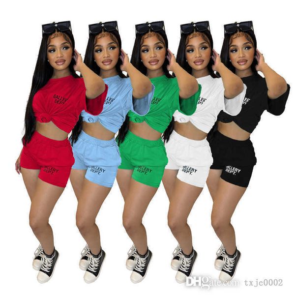 

2023 designer women tracksuits two piece outfits summer short sleeve t shirt and shorts joggers set leisure sports suits, Gray
