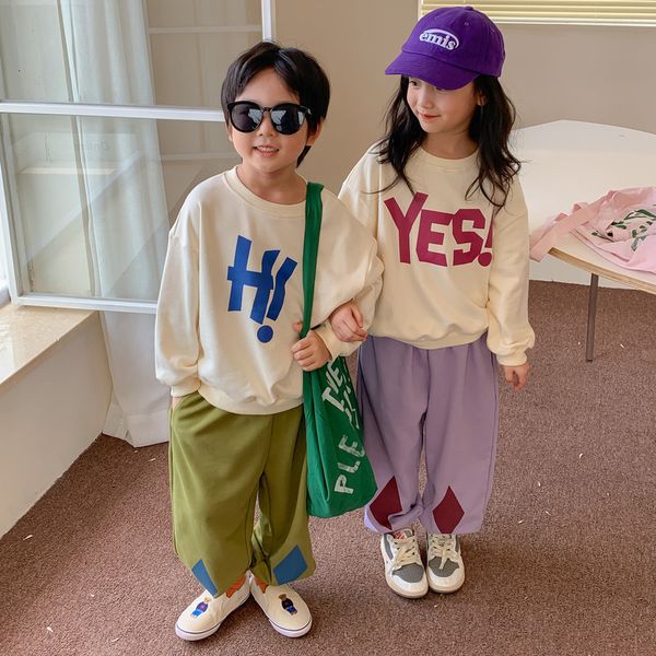 

hoodies sweatshirts spring autumn children letters printed casual sweatshirts kids loose long sleeve pullovers 230213, Black