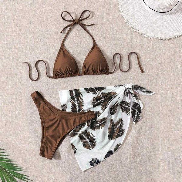 

three piece halter lace swimsuits up mesh beachwear split swimsuit for women, White;black