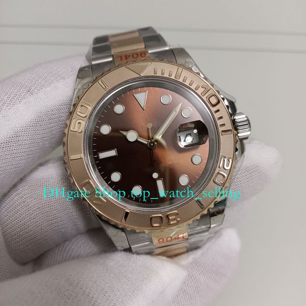 

4 color 904l steel watches for men's 40mm 18k rose gold two tone chocolate dial mens gmf mechanical luminous wristwatches cal.3235 move, Slivery;black