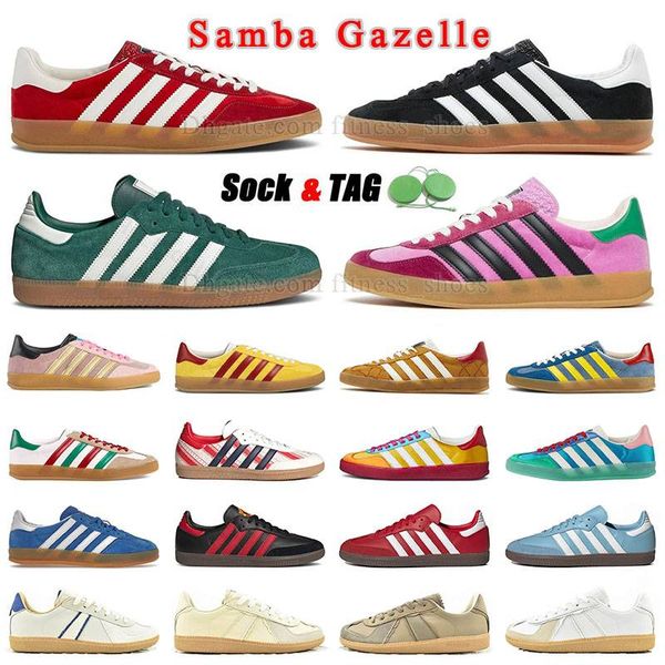 

luxury designer samba casual shoes mens womens gazelle sneakers walk shoe black red green patchwork collaboration og sambas retor velvet pin