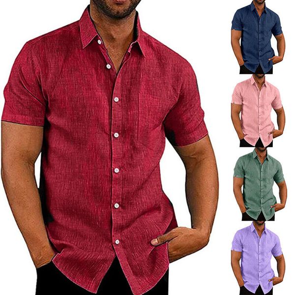 

mens t-shirt blouse vintage short sleeve summer casual fitness tee button, White;black