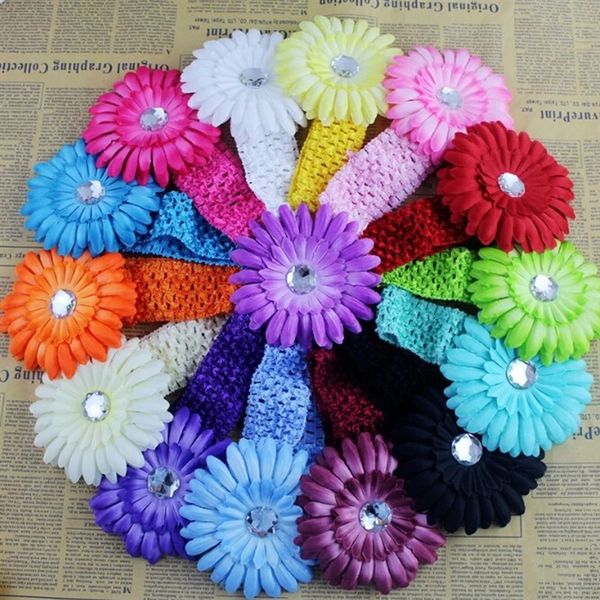 

hair accessories daisy flower crochet headband for toddler infant headbands baby hairband 20pcs, Slivery;white