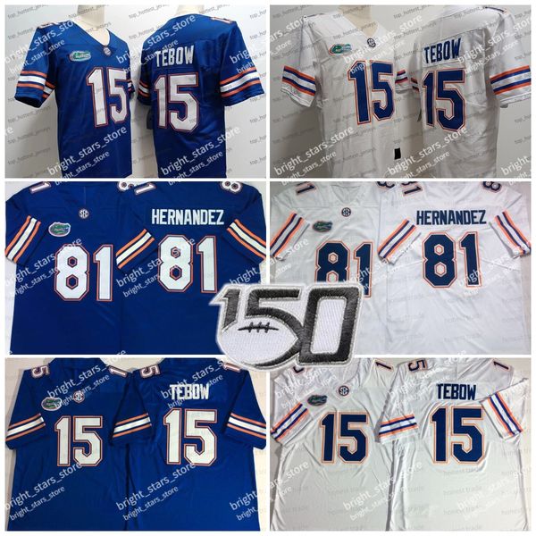 

15 tim tebow florida gators football jersey 81 aaron hernandez white blue mens college jersey stitched ncaa 150th, Black
