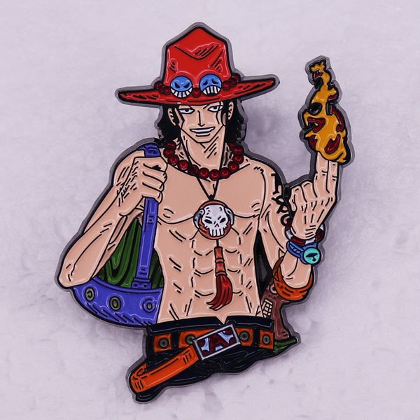

one piece fire fist ace brooch cute anime movies games hard enamel pins collect metal cartoon brooch backpack hat bag collar lapel badges, Blue
