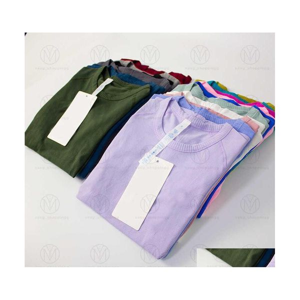 

yoga outfit womens wear swiftly tech 1.0 2.0 ladies sports t shirts shortsleeved tshirts moisture wicking knit high elastic fitness dh7v3, Gray