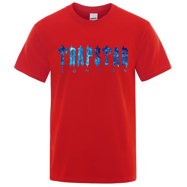 

men's t shirts trapstar london undersea blue printed t-shirt men summer breathable casual short sleeve street oversized cotton brand 1v, White;black