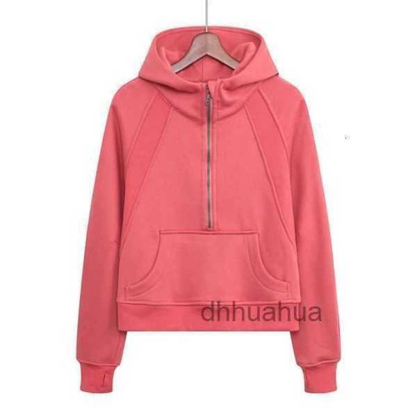 

women's hoodies tshirt scuba half zip hoody hoodies outdoor leisure lu sweatshirts gym clothes women workout fitness thickkdjdodll, Black