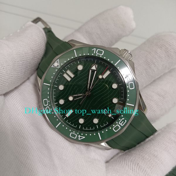 

007 watches for men's 42mm green dial rubber bracelet ceramic bezel professional 300m sport cal.8800 movement mechanical watches new mo, Slivery;black