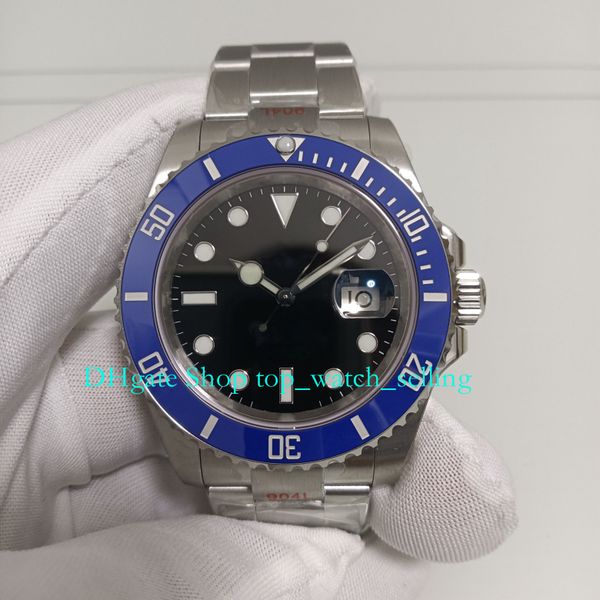 

3 color 904l steel 41mm watches for mens black dial blue ceramic bezel bracelet folding clasp luminous ewf cal.3235 movement mechanical wate, Slivery;black