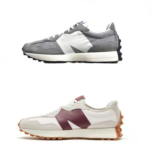 

2023 sports shoes 327 zu gray sea salt wine red retro running sneakers size 36-45