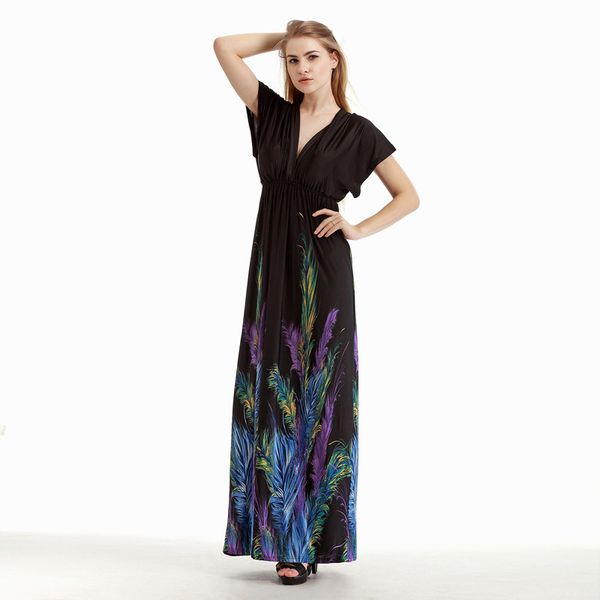 

bohemian plus size ice silk dress holiday beach skirt skirt, Black;gray