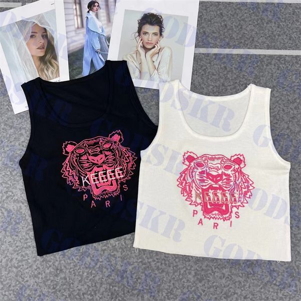 

tiger embroidered tank r womens cropped spring breathable thin vests clothes