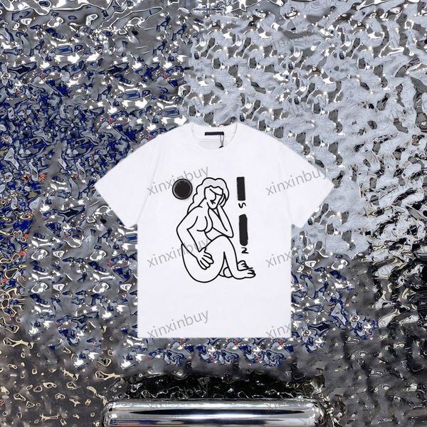 

xinxinbuy men designer tee t shirt 23ss paris lady abstract pattern print short sleeve cotton women white black xs-l, Black;brown
